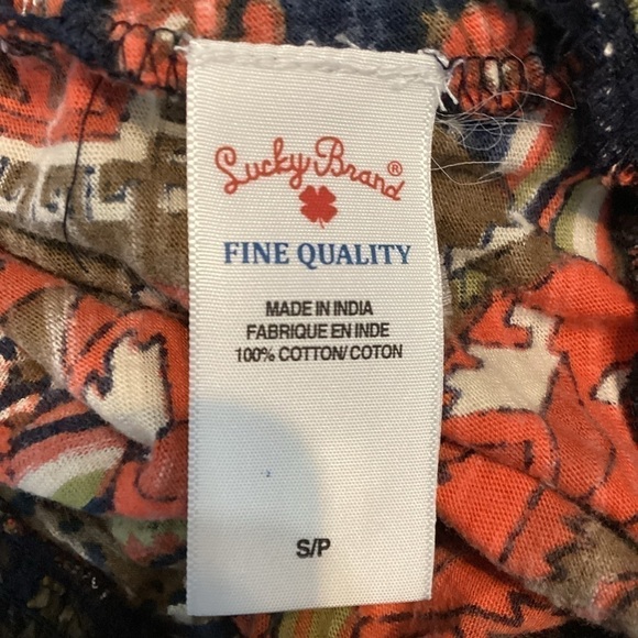 Lucky Brand Peasant Style Top Size S Multicolor Mixed Print - Picture 7 of 7